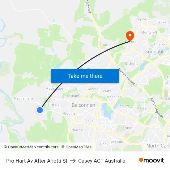 Pro Hart Av After Ariotti St to Casey ACT Australia map