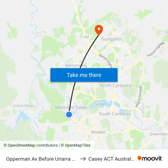 Opperman Av Before Uriarra Rd to Casey ACT Australia map