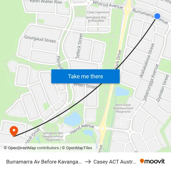 Burramarra Av Before Kavangal Cct to Casey ACT Australia map