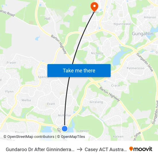 Gundaroo Dr After Ginninderra Dr to Casey ACT Australia map
