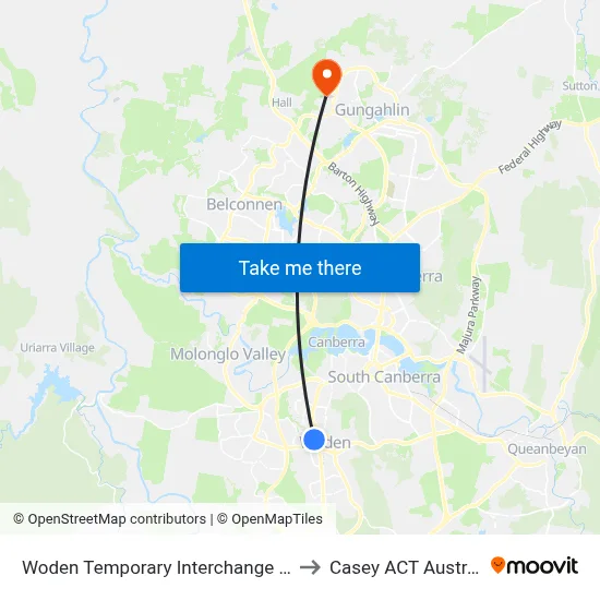 Woden Temporary Interchange Plt 4 to Casey ACT Australia map