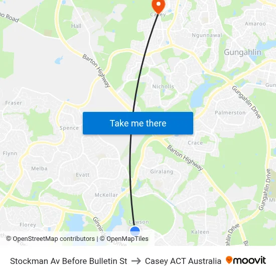 Stockman Av Before Bulletin St to Casey ACT Australia map