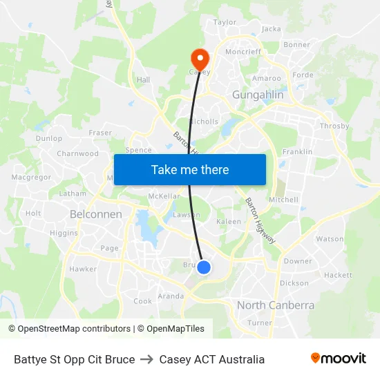 Battye St Opp Cit Bruce to Casey ACT Australia map