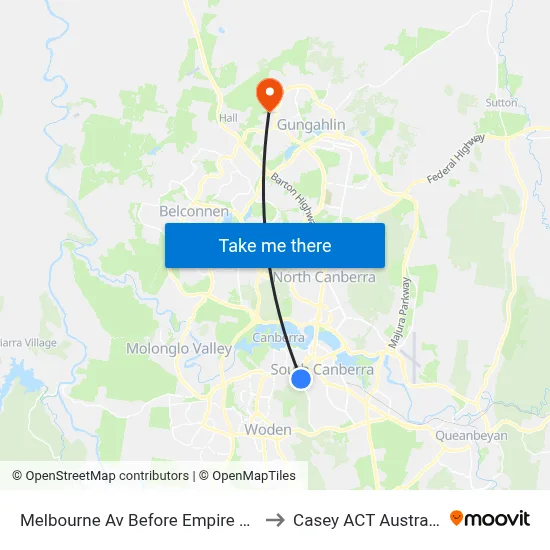 Melbourne Av Before Empire Cct to Casey ACT Australia map
