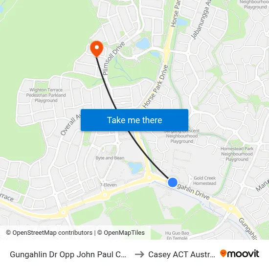 Gungahlin Dr Opp John Paul College to Casey ACT Australia map