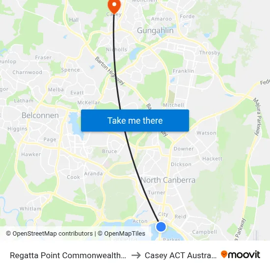 Regatta Point Commonwealth Av to Casey ACT Australia map