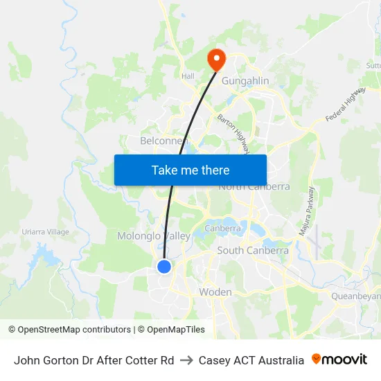John Gorton Dr After Cotter Rd to Casey ACT Australia map