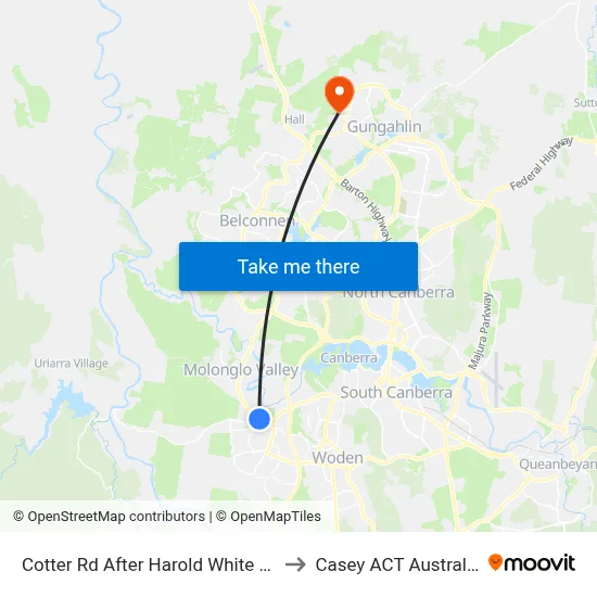 Cotter Rd After Harold White Av to Casey ACT Australia map