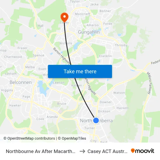 Northbourne Av After Macarthur Av to Casey ACT Australia map
