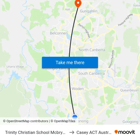 Trinity Christian School Mcbryde Cr to Casey ACT Australia map