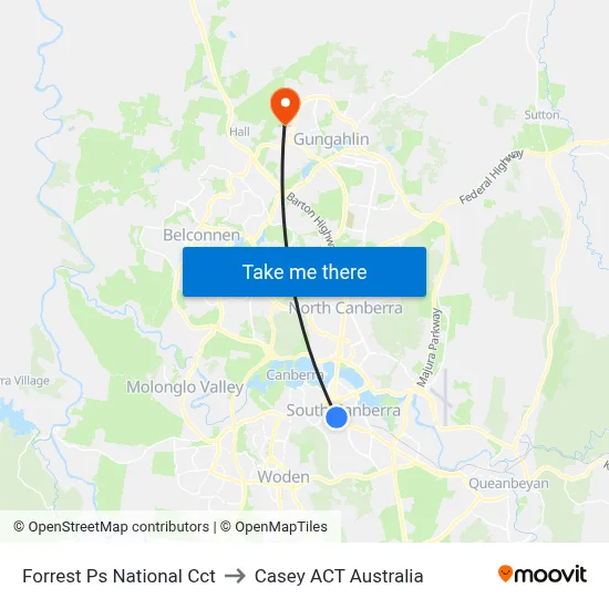 Forrest Ps National Cct to Casey ACT Australia map