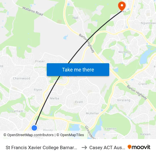 St Francis Xavier College Barnard Cct Sso to Casey ACT Australia map