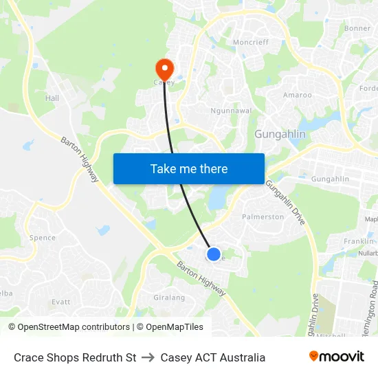 Crace Shops Redruth St to Casey ACT Australia map