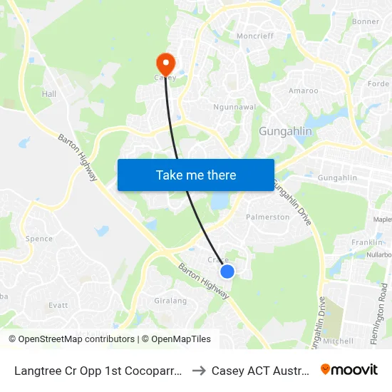Langtree Cr Opp 1st Cocoparra Cr to Casey ACT Australia map