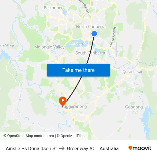 Ainslie Ps Donaldson St to Greenway ACT Australia map