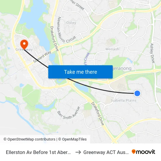 Ellerston Av Before 1st Abercorn Cr to Greenway ACT Australia map