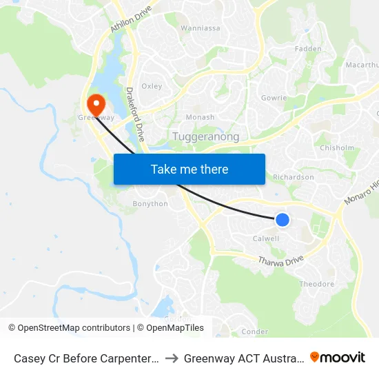 Casey Cr Before Carpenter Cl to Greenway ACT Australia map