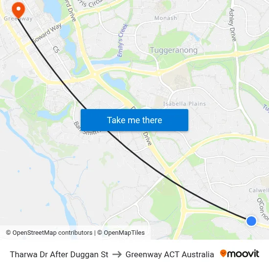 Tharwa Dr After Duggan St to Greenway ACT Australia map