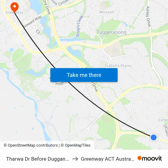 Tharwa Dr Before Duggan St to Greenway ACT Australia map