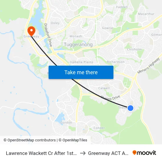 Lawrence Wackett Cr After 1st Burdett Cr to Greenway ACT Australia map