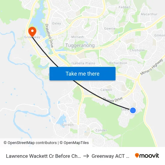 Lawrence Wackett Cr Before Chippindall Cct to Greenway ACT Australia map
