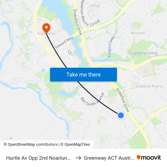 Hurtle Av Opp 2nd Noarlunga Cr to Greenway ACT Australia map
