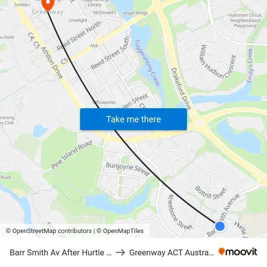 Barr Smith Av After Hurtle Av to Greenway ACT Australia map
