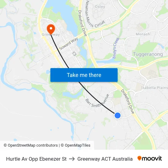 Hurtle Av Opp Ebenezer St to Greenway ACT Australia map