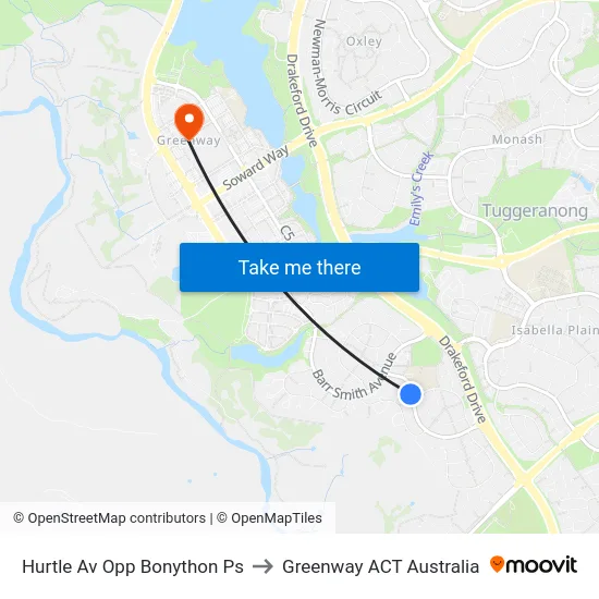 Hurtle Av Opp Bonython Ps to Greenway ACT Australia map