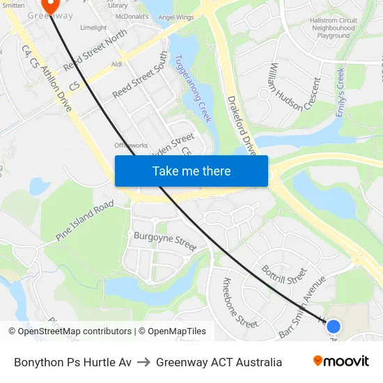 Bonython Ps Hurtle Av to Greenway ACT Australia map