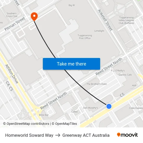 Homeworld Soward Way to Greenway ACT Australia map
