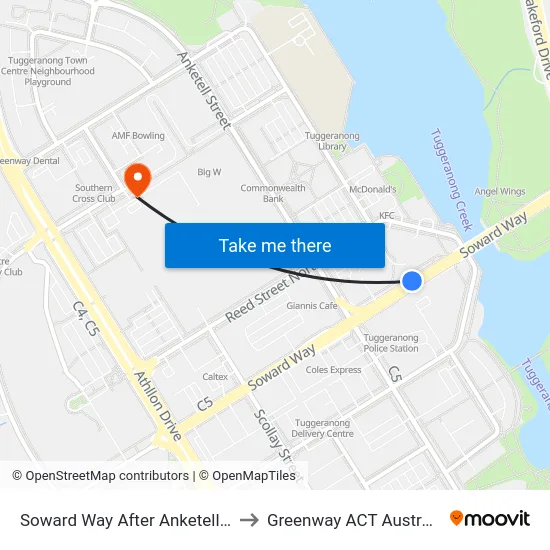 Soward Way After Anketell St to Greenway ACT Australia map