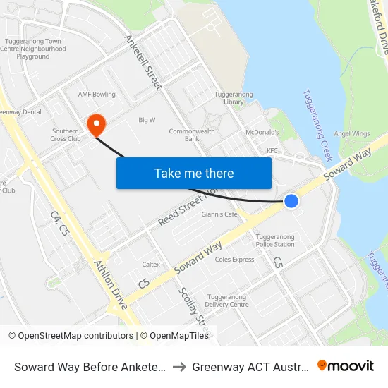 Soward Way Before Anketell St to Greenway ACT Australia map