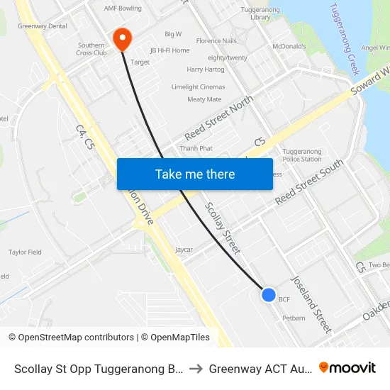 Scollay St Opp Tuggeranong Bus Depot to Greenway ACT Australia map