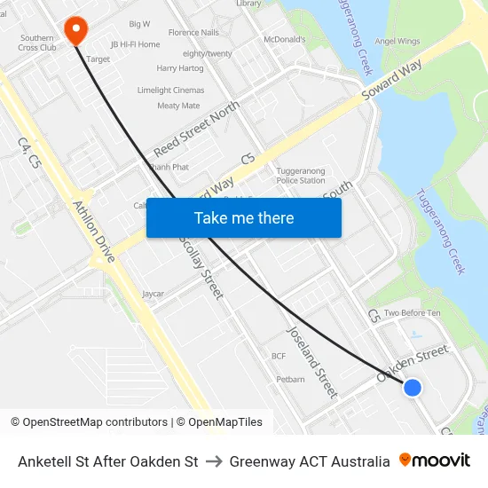 Anketell St After Oakden St to Greenway ACT Australia map