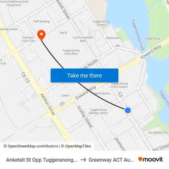 Anketell St Opp Tuggeranong Square to Greenway ACT Australia map