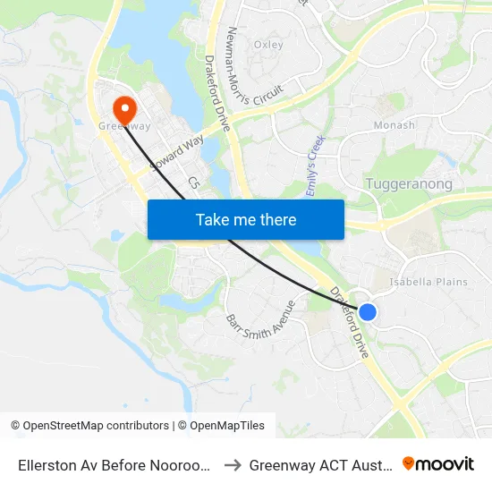 Ellerston Av Before Noorooma St to Greenway ACT Australia map