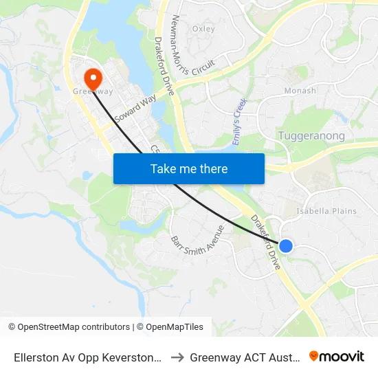 Ellerston Av Opp Keverstone Cct to Greenway ACT Australia map