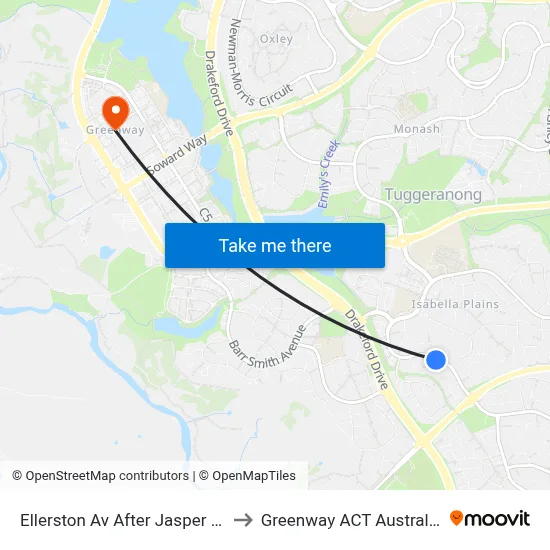 Ellerston Av After Jasper Cl to Greenway ACT Australia map