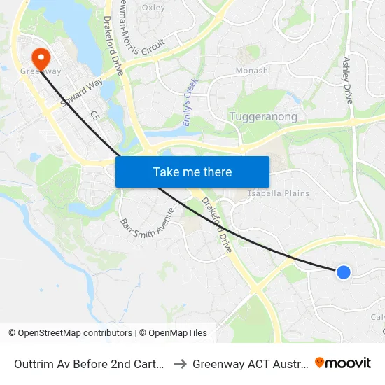 Outtrim Av Before 2nd Carter Cr to Greenway ACT Australia map
