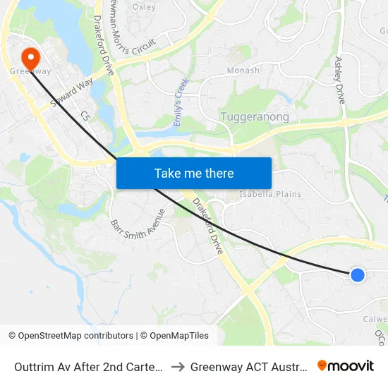 Outtrim Av After 2nd Carter Cr to Greenway ACT Australia map