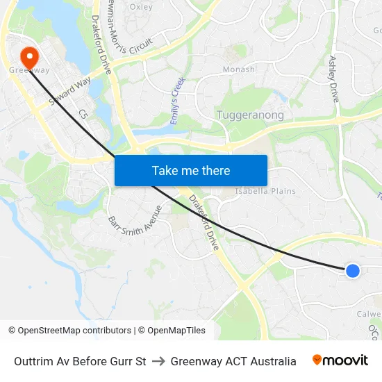 Outtrim Av Before Gurr St to Greenway ACT Australia map