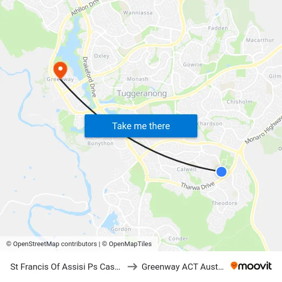 St Francis Of Assisi Ps Casey Cr to Greenway ACT Australia map