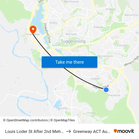 Louis Loder St After 2nd Mehaffey Cr to Greenway ACT Australia map