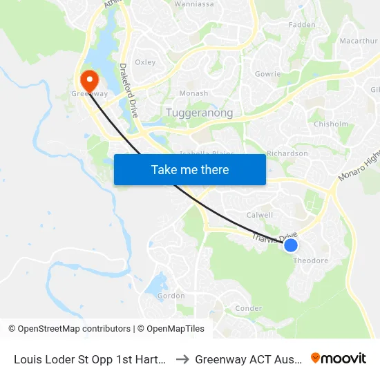 Louis Loder St Opp 1st Hartung Cr to Greenway ACT Australia map