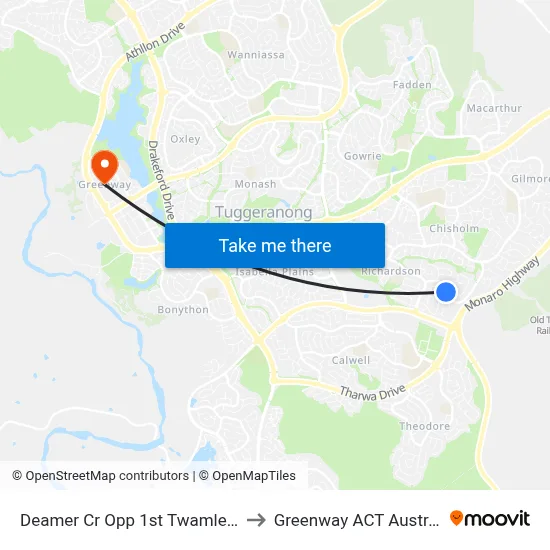 Deamer Cr Opp 1st Twamley Cr to Greenway ACT Australia map