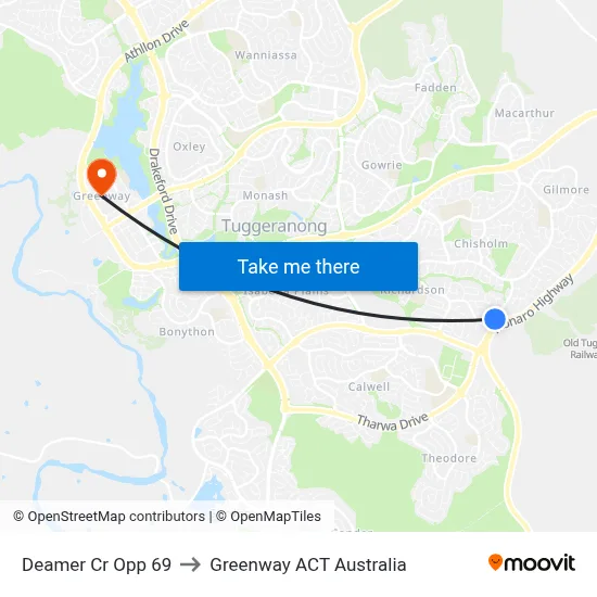 Deamer Cr Opp 69 to Greenway ACT Australia map