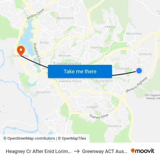 Heagney Cr After Enid Lorimer Cct to Greenway ACT Australia map