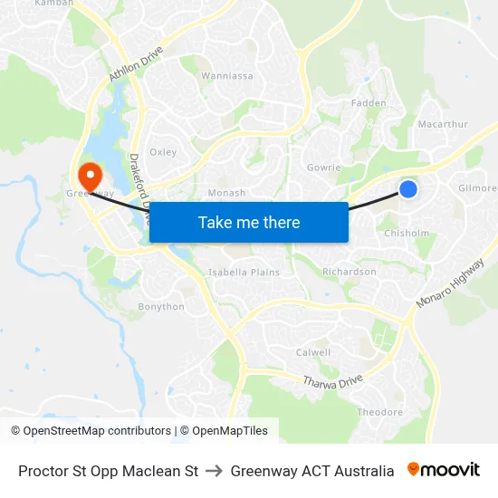 Proctor St Opp Maclean St to Greenway ACT Australia map