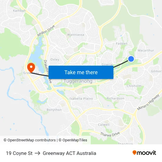 19 Coyne St to Greenway ACT Australia map